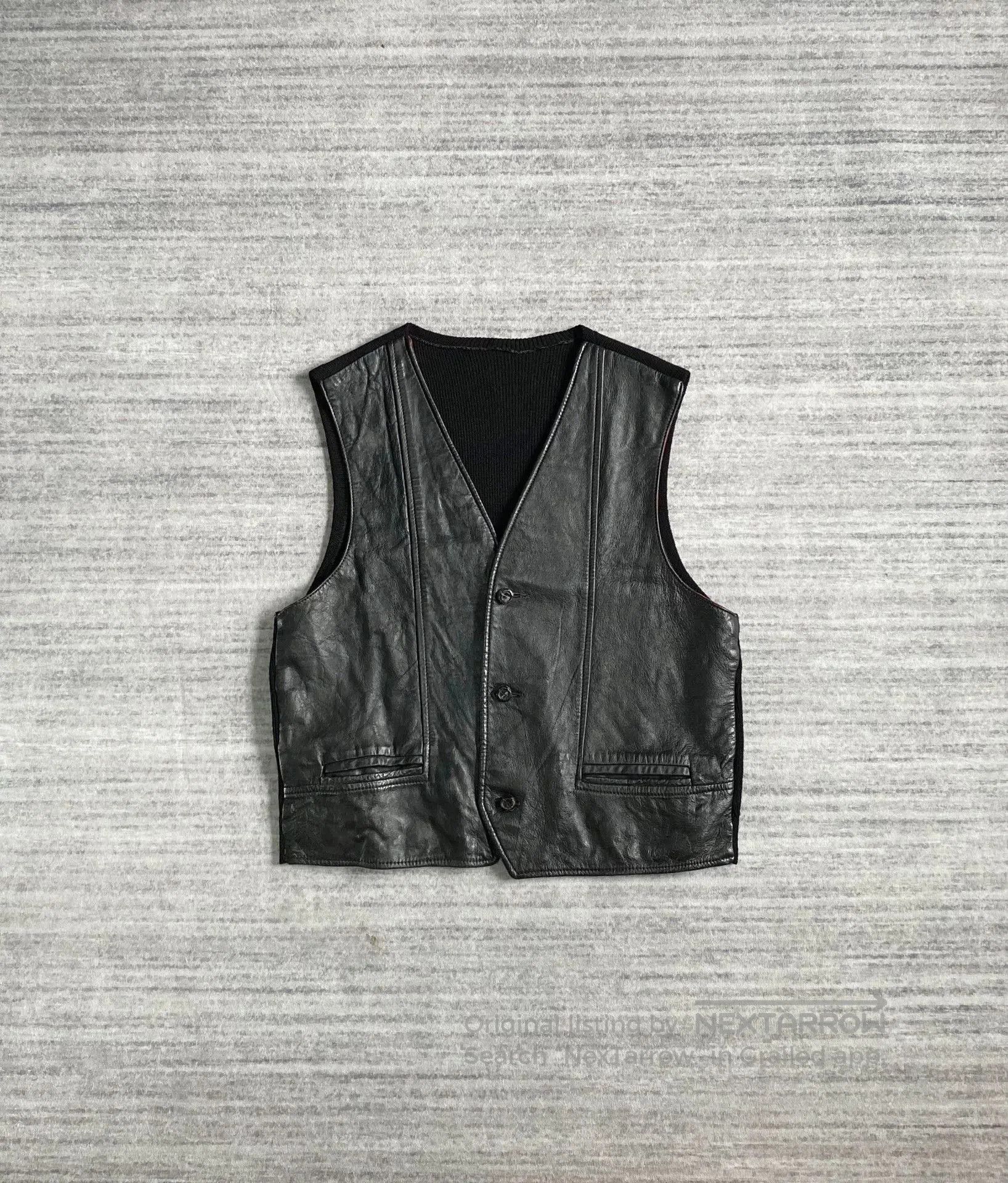VINNY's vintage western sleeveless leather vest. Size US M / EU 48-50 / 2 - 1 Thumbnail