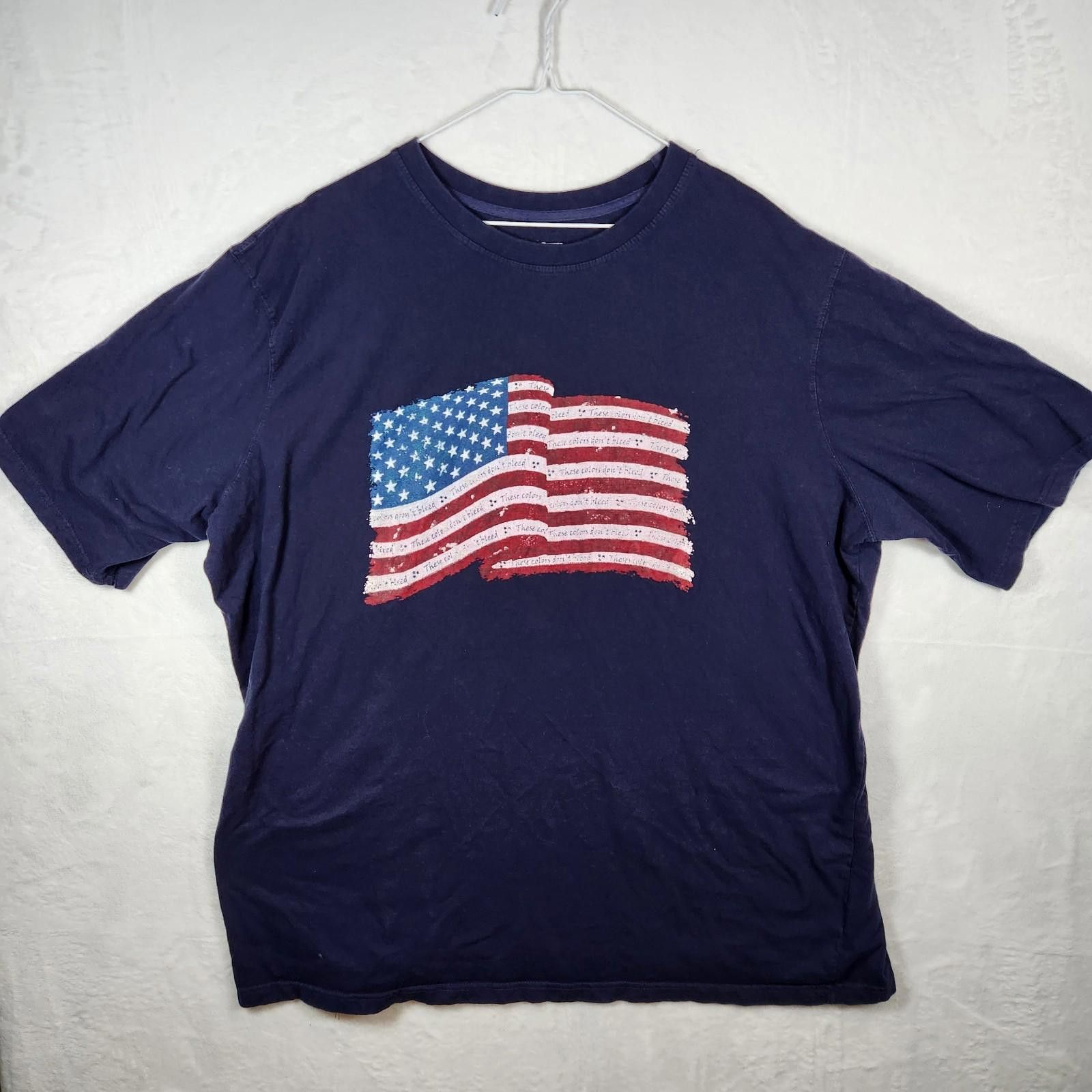 Designer Kingsize American Flag Tshirt Blue Size 2XL Tall Size US XXL / EU 58 / 5 - 1 Thumbnail