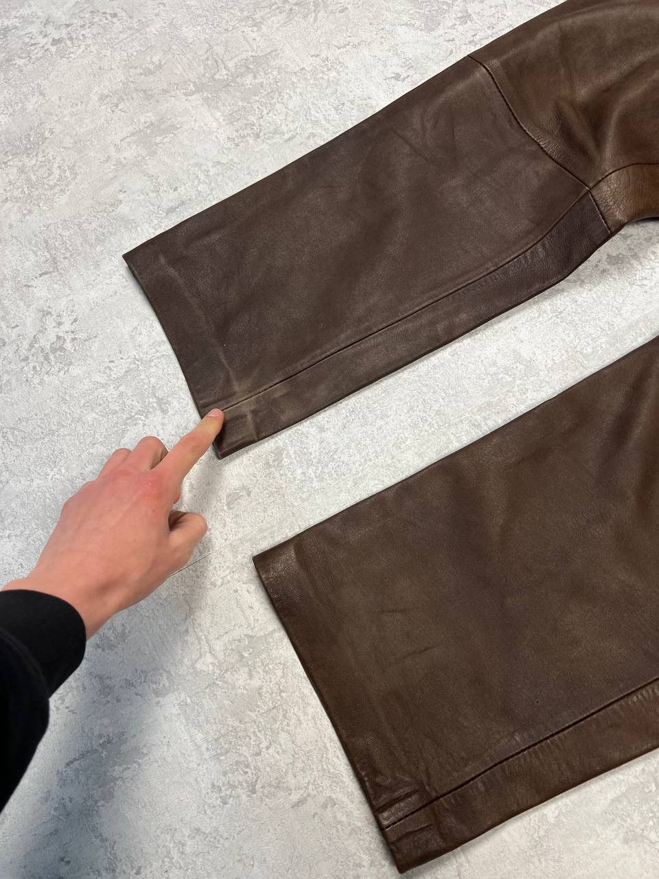 Genuine Leather Vintage Brown Leather Pants Y2K Size US 36 / EU 52 - 11 Thumbnail