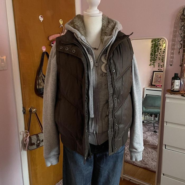 2000'S GAP reversible ripstop down vest, men's size L Nylon navy blue type Vintage Second Hand