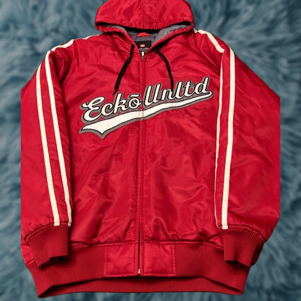 Ecko Unltd. VINTAGE Ecko Unltd Varsity Jacket Full Zip Hoodie Mens Size L Red 90s Y2K Punk Hip Hop Grunge Skater Vintage Mens Size US L / EU 52-54 / 3 - 1 Thumbnail