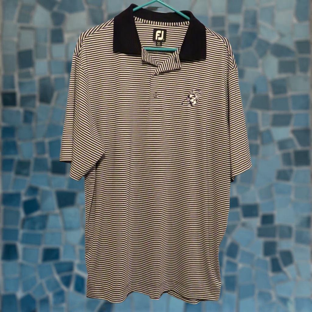 Footjoy FootJoy Polo Shirt Men L Navy White Striped Short-Sleeve Golf Shirt Size US L / EU 52-54 / 3 - 1 Thumbnail