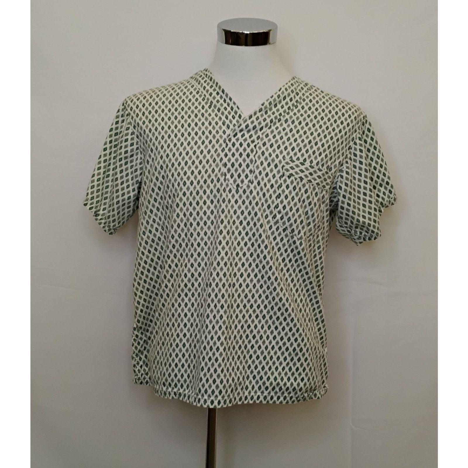 Towncraft Towncraft Penney Deep V Shirt Men's M White Green VTG '60s Size US M / EU 48-50 / 2 - 2 Thumbnail