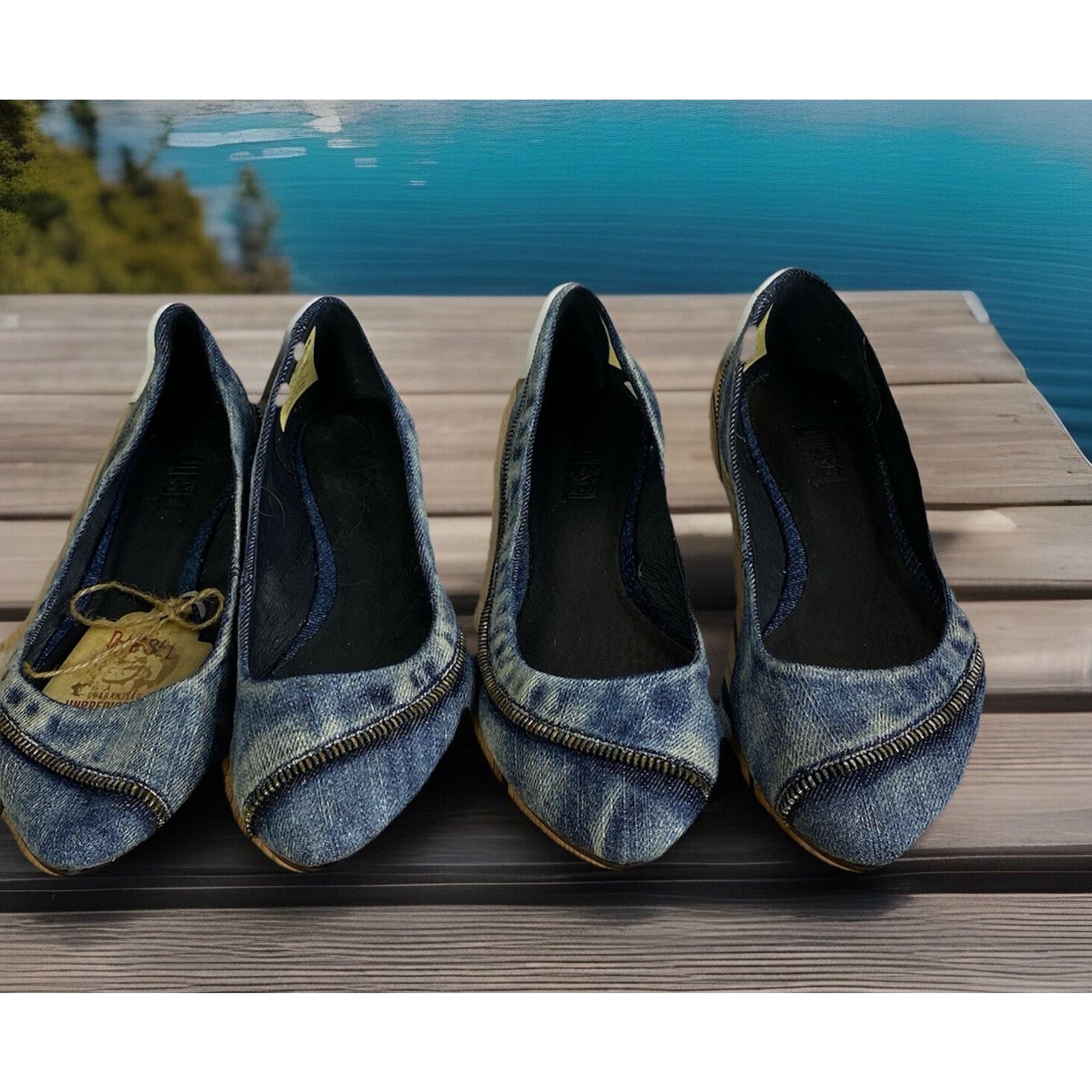 Diesel NWOT Diesel FALKY Women 7.5US Denim Blue Modern Ballet Shoes Size US 7.5 / IT 37.5 - 2 Thumbnail