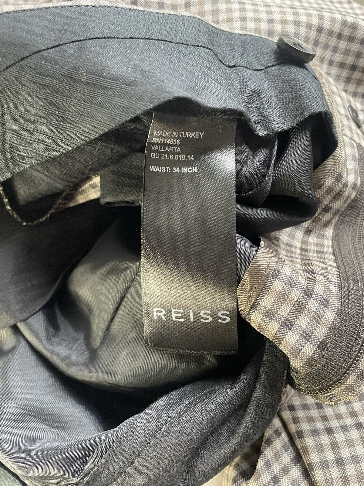 Reiss Reiss Vallarta Gingham Check Slim Pants In Mid Brown 34 inch Size 48R - 8 Thumbnail