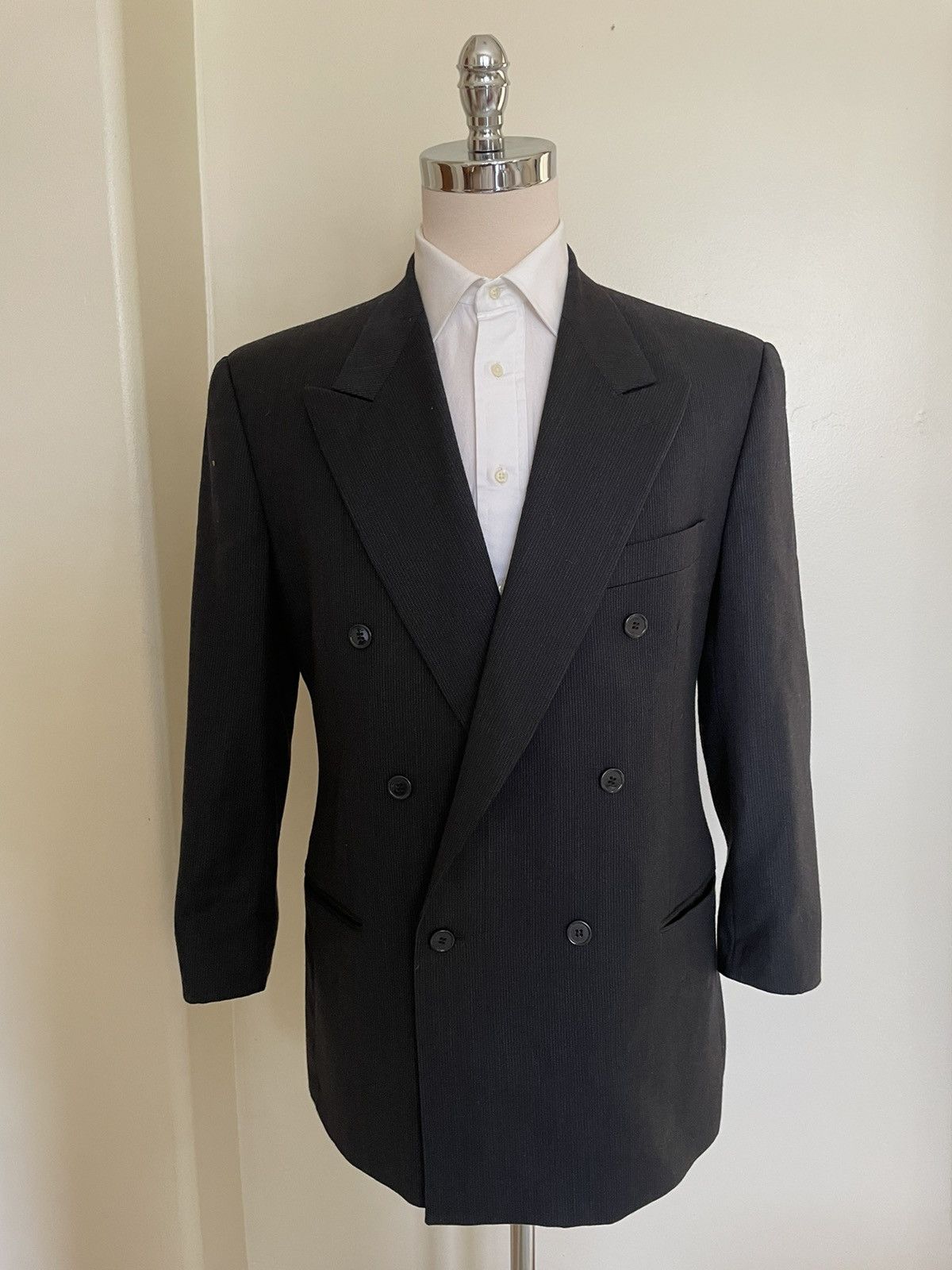 Giorgio Armani × Vintage Subtle Stripe Double Breasted Jacket Size 42R - 1 Thumbnail