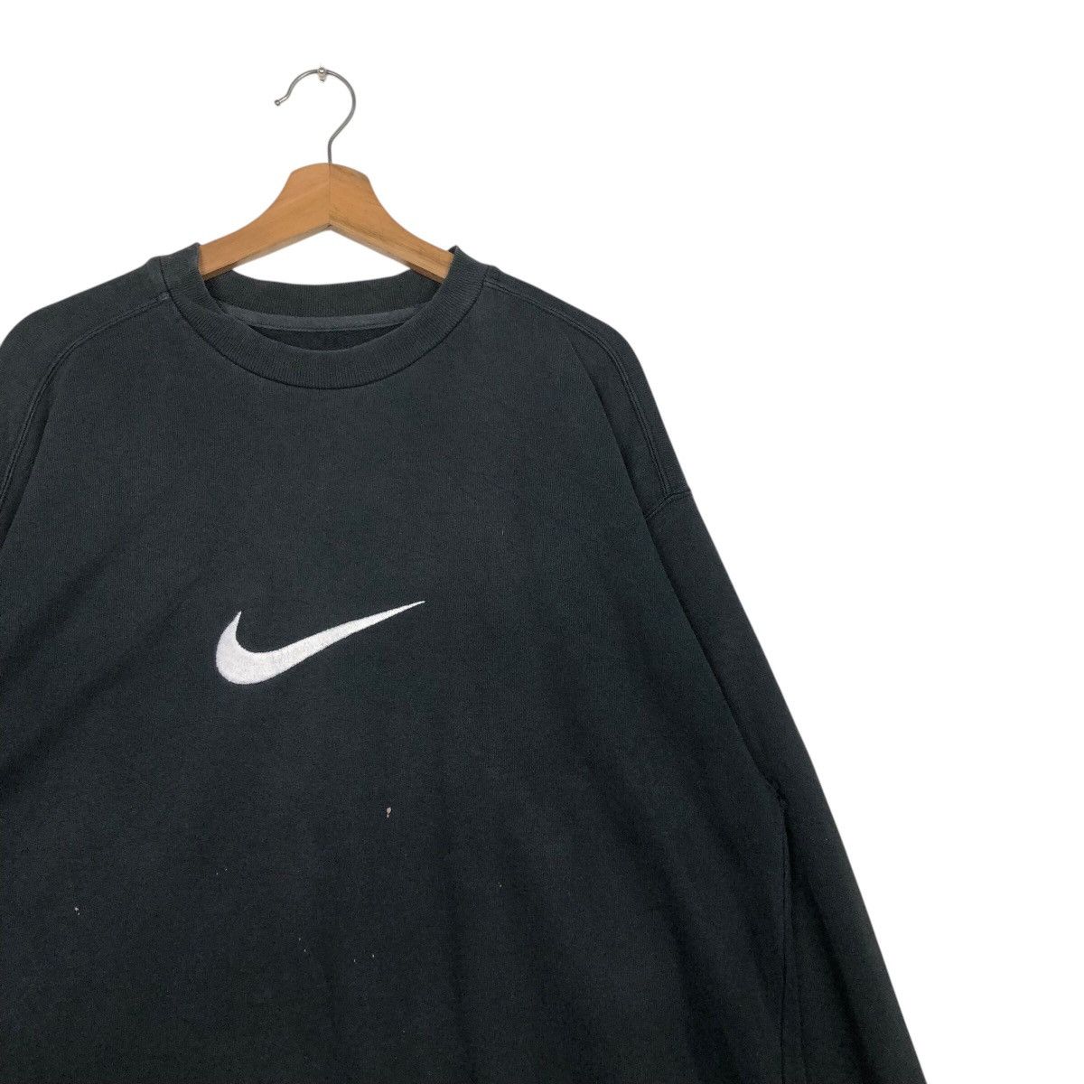 Nike 📌Rich Black Vintage Sweatshirt Nike Big Swoosh Size US M / EU 48-50 / 2 - 7 Thumbnail
