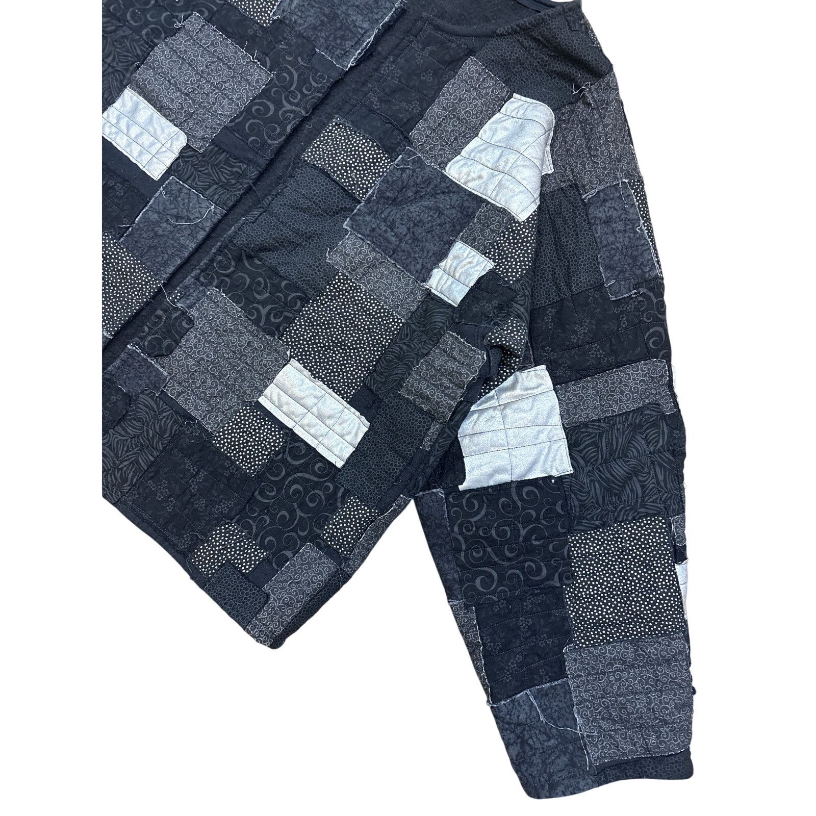 Handmade Vintage 90s handmade patchwork quilt sweatshirt open sweater Size M / US 6-8 / IT 42-44 - 3 Thumbnail