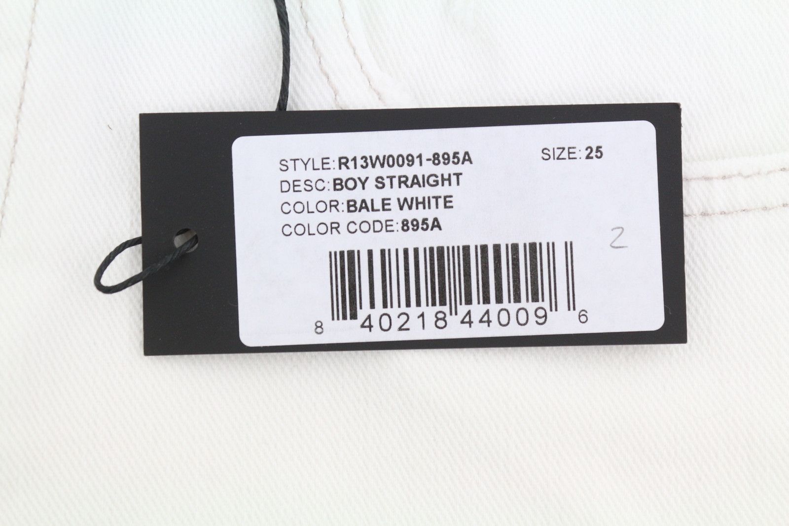 R13 BOY STRAIGHT 25 Bale White Cropped Ankle Zip Jeans 87160 Size 25" / US 0 / IT 36 - 8 Thumbnail