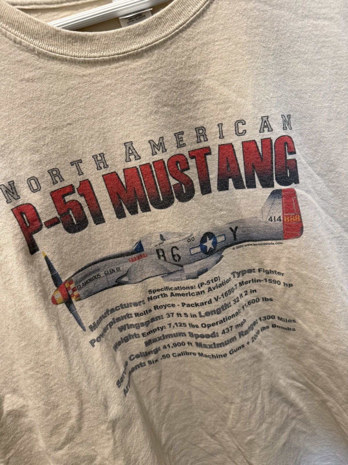 Vintage 3XL ‘03 P-51 MUSTANG FIGHTER JET TEE Size US XXL / EU 58 / 5 - 3 Thumbnail