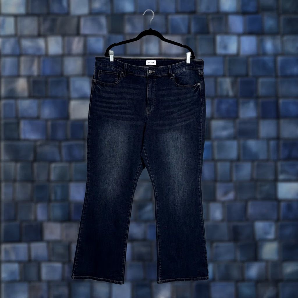 Pistola Pistola Jeans Womens Plus 22W Blue Dark Wash High Rise Bootcut Stretch Denim 90s Size 40" / US 18 - 1 Thumbnail