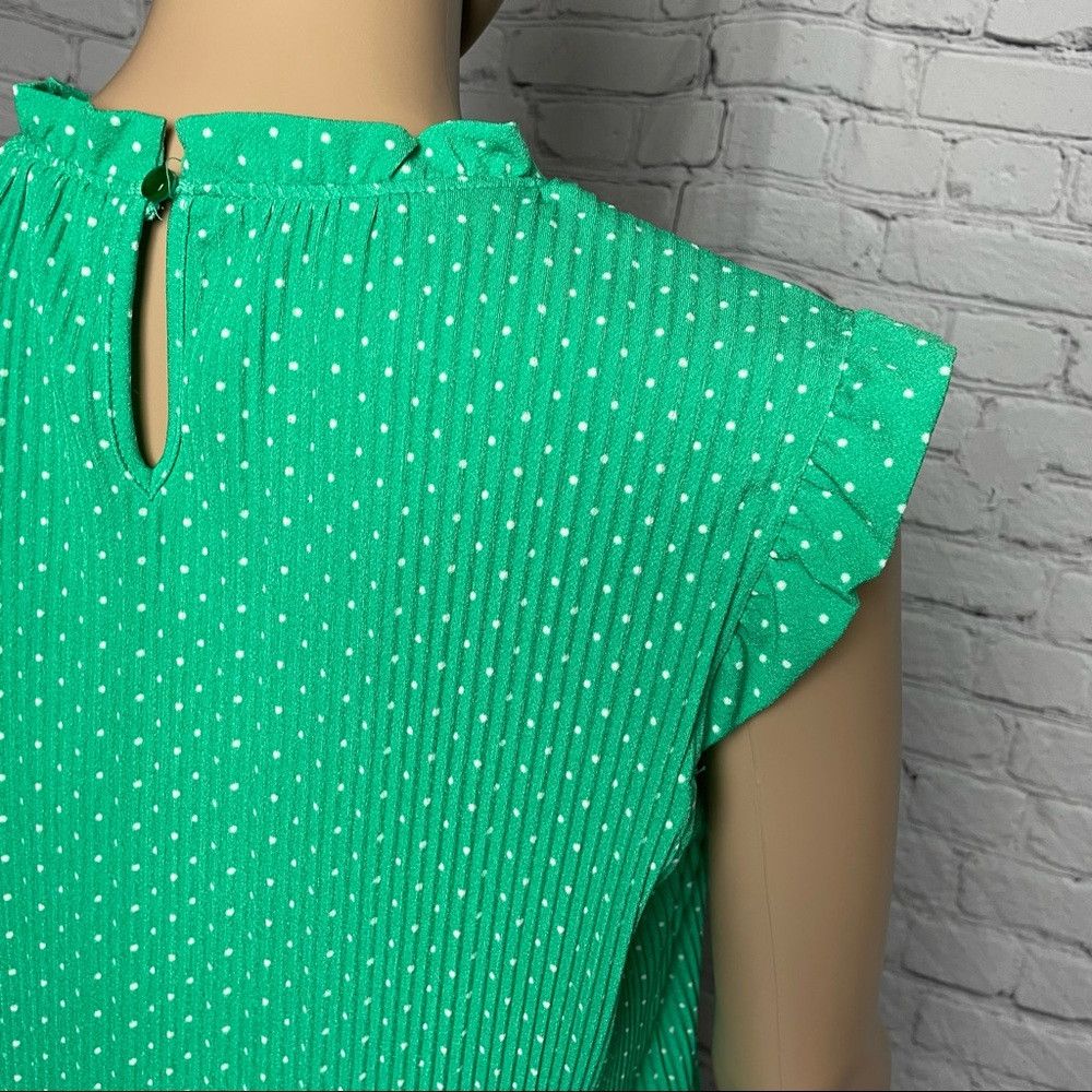 Adrianna Papell NWT New $59 Adrianna Papell Ruffled Neck Pleated Knit Green Size M / US 6-8 / IT 42-44 - 5 Thumbnail
