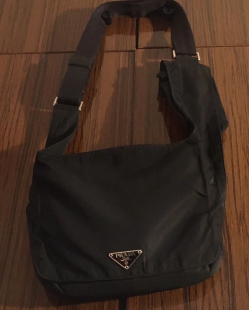 Prada Vintage Prada Nylon Messenger Bag - Black Size ONE SIZE - 3 Thumbnail