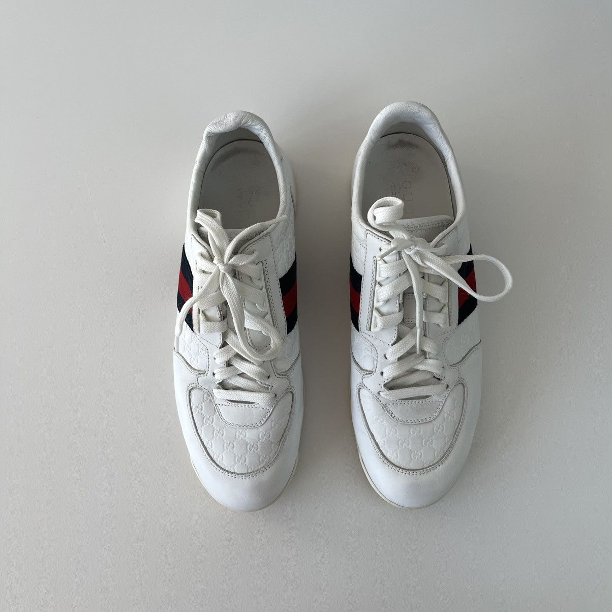 Gucci Gucci Web Leather Monogram Vintage Sneakers White 233334 Size US 7.5 / EU 40-41 - 5 Thumbnail
