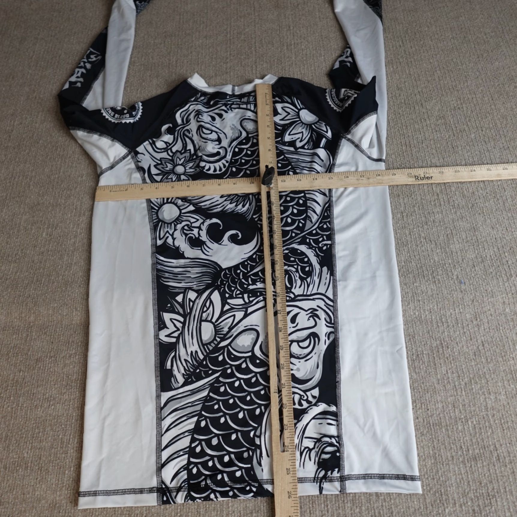 Vintage Hardcore Training Shirt Small Black White Long Sleeve Samurai Koi Fish Size US S / EU 44-46 / 1 - 6 Thumbnail