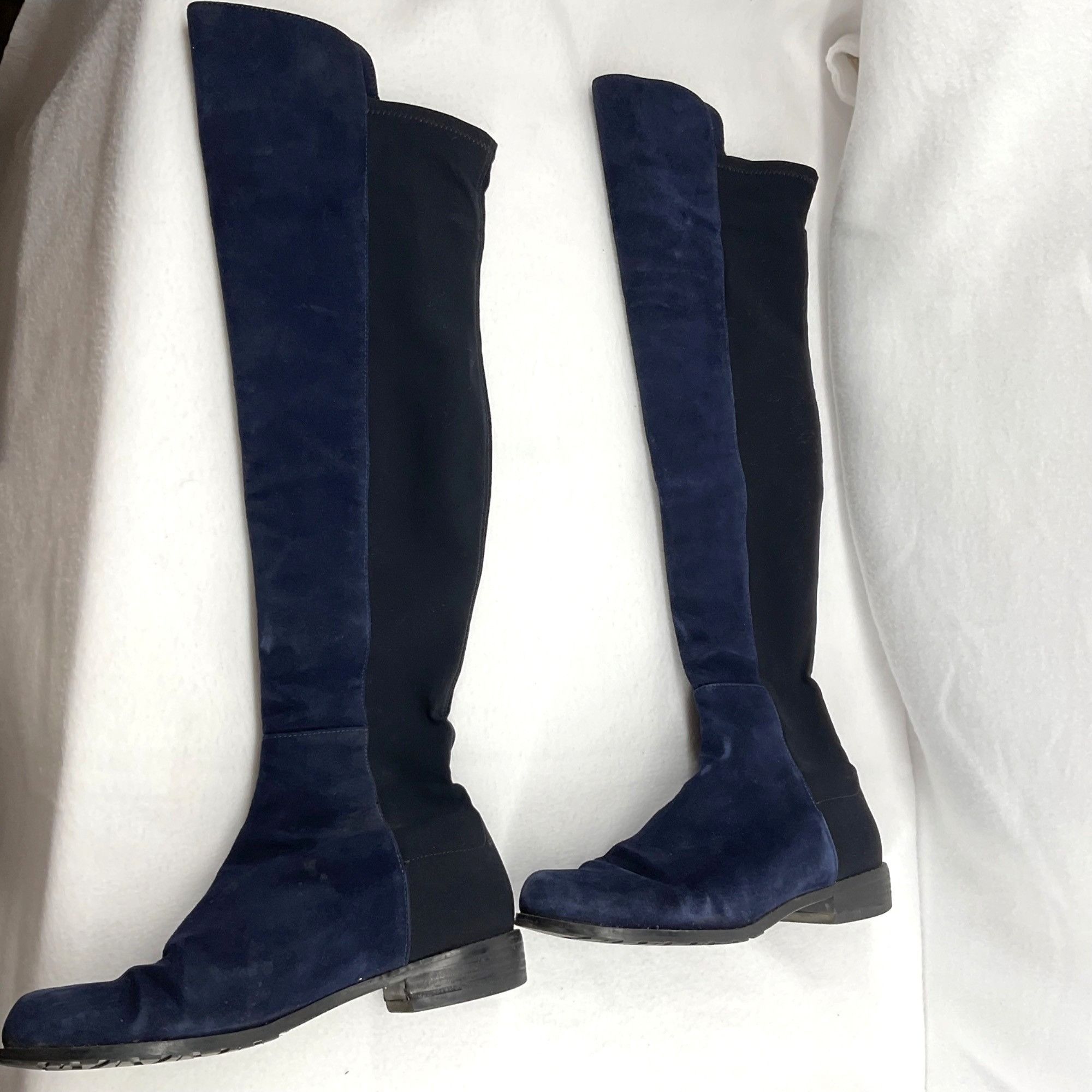 Stuart Weitzman Stuart Weitzman 5050 Over the knee suede navy blue boots SZ6 Size US 6 / IT 36 - 2 Thumbnail