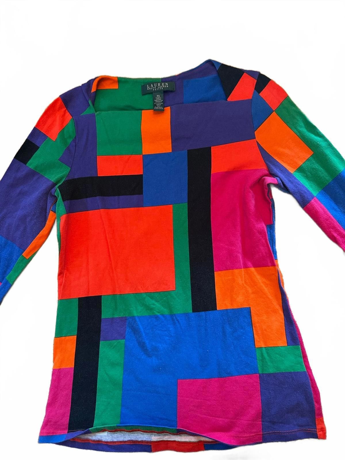 Lauren Ralph Lauren Lauren Ralph Lauren Petite Colorblock Knit Top PS Size XS / US 0-2 / IT 36-38 - 1 Thumbnail
