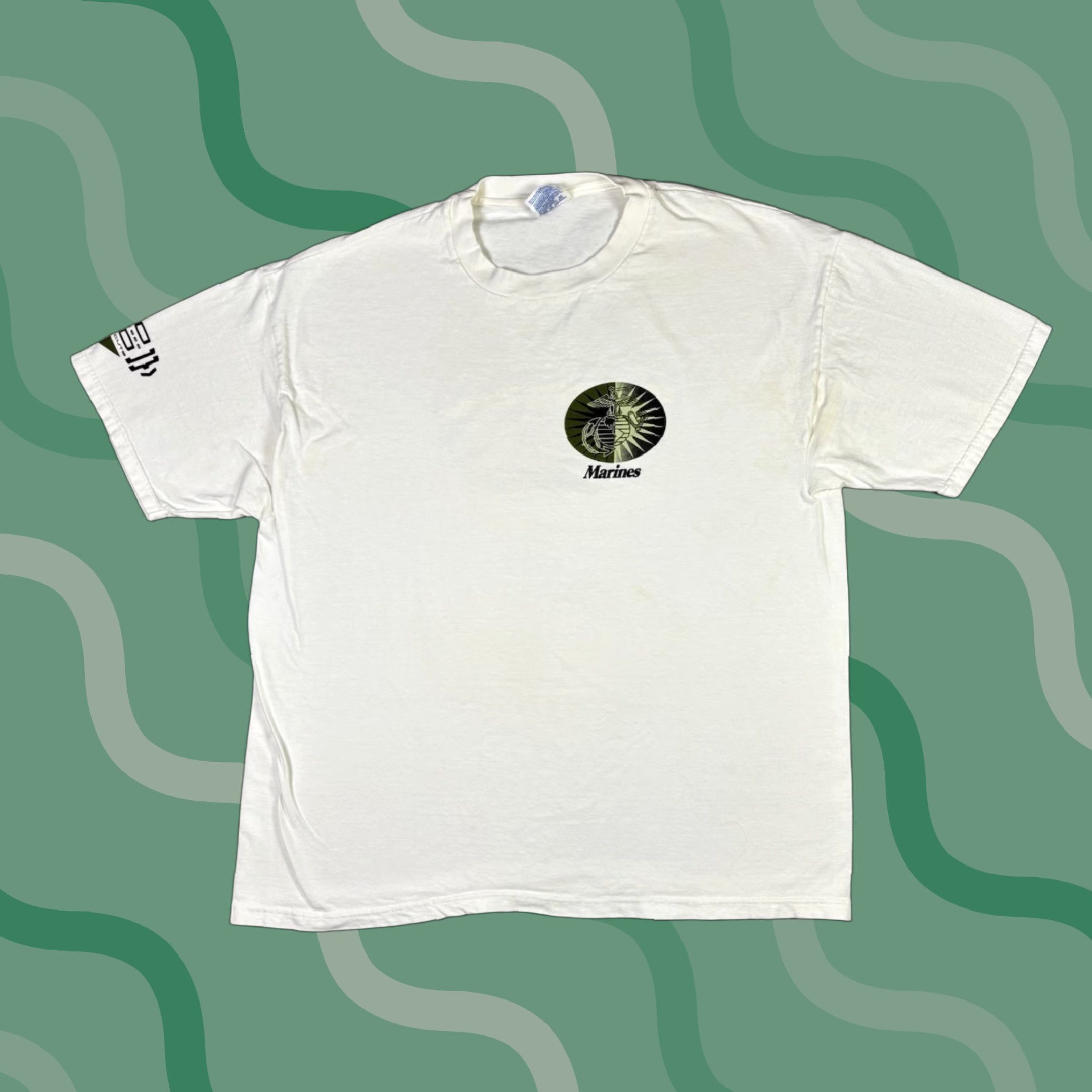 Hanes VINTAGE Hanes US Marines T-Shirt Double-Sided Adult XL White 90s Crew Neck Short Sleeve Graphic Print Cotton Men Size US XL / EU 56 / 4 - 1 Thumbnail