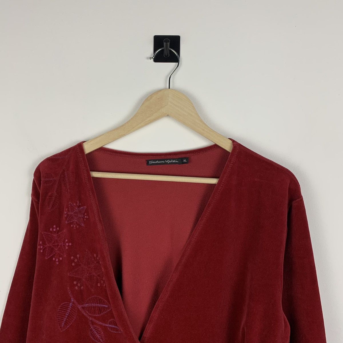 Gudrun Sjoden Velour Cardigan Size M Red Avant Garde