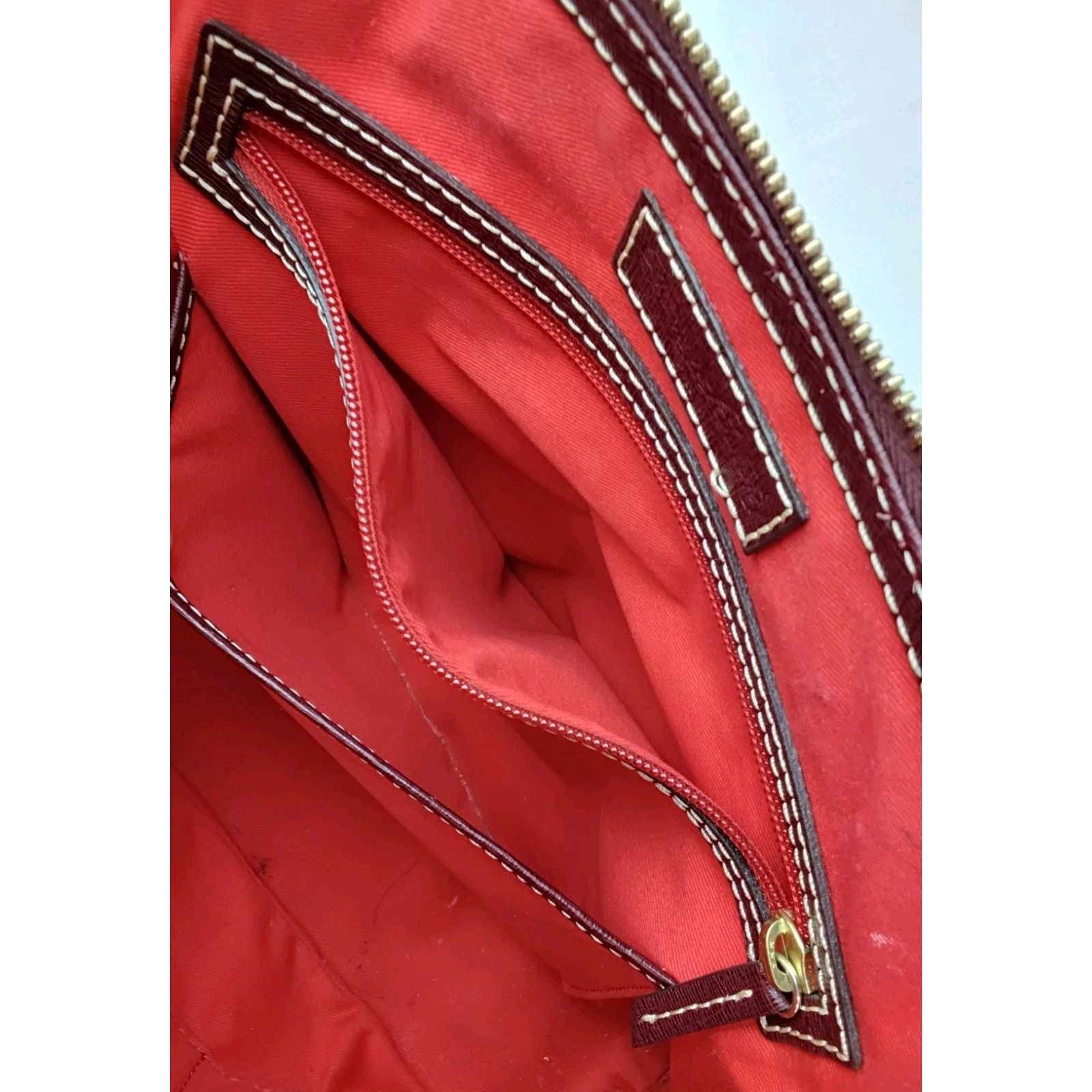 Dooney & Bourke Dooney & Bourke Satchel Handbag Deep Red Brushed Leather Size ONE SIZE - 13 Thumbnail