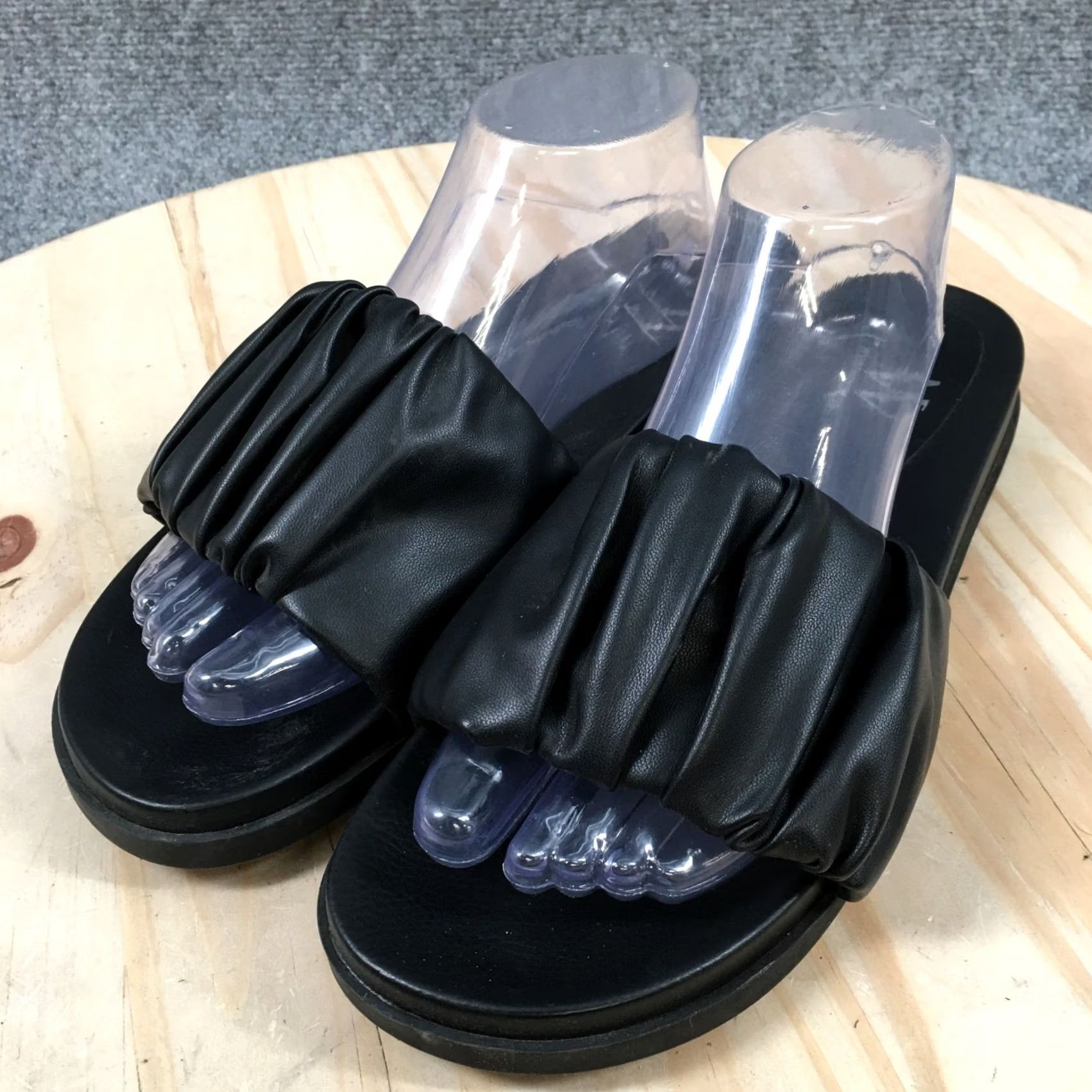 Worthington Worthington Sandals Womens 8.5 M Wor Ginser Ruched Slide Black Slip On Comfort Shoes Size US 9 / IT 39 - 3 Thumbnail
