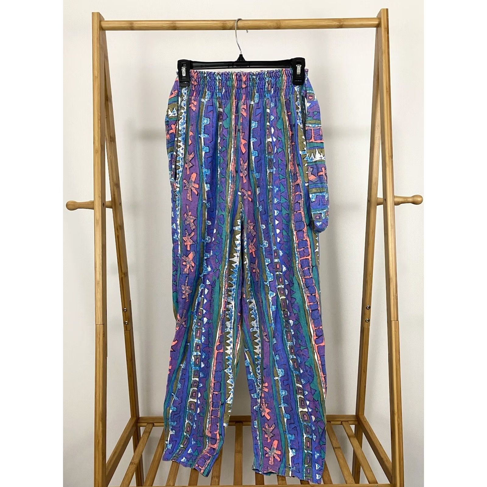 Ocean Pacific VTG 80s Ocean Pacific OP Abstract Bold Colorful Surf Skate Argyle Pants Size L Mens Regular Multicolor Inseam 26"} Size US 33 - 3 Thumbnail