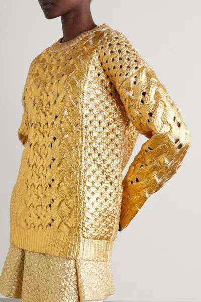 Valentino o1y0326 Crewneck Sweater in Gold Size XS / US 0-2 / IT 36-38 - 2 Thumbnail