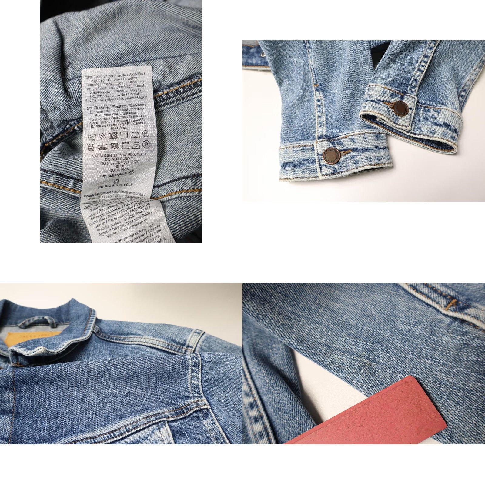Jack & Jones JACK & JONES Jjialvin Jjjacket Jacket Men's SMALL Blue Denim Trucker Faded Denim Jacket Size US S / EU 44-46 / 1 - 8 Thumbnail