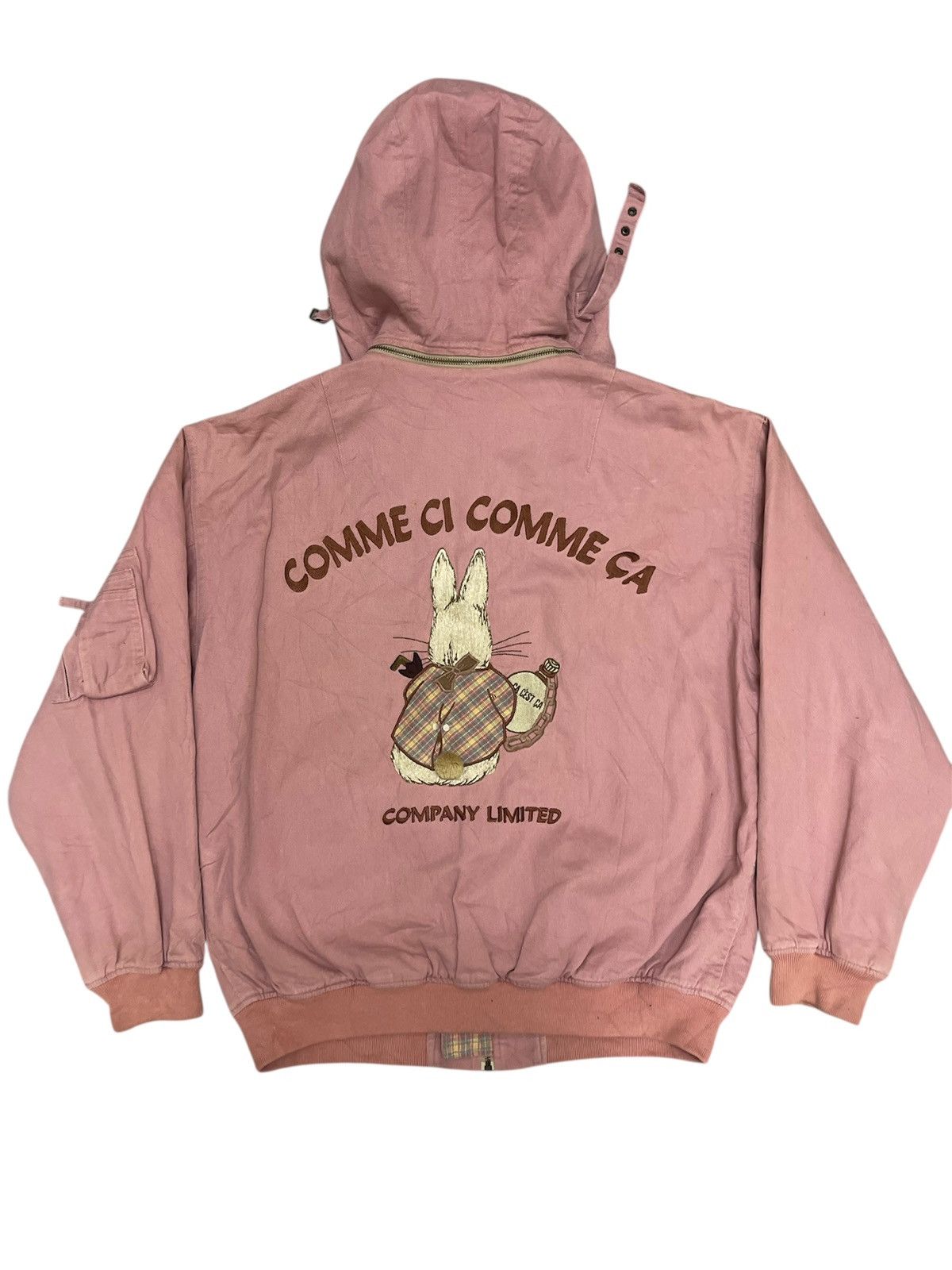 Vintage Comme Ci Comme Ça Zip Hoodie – Embroidered Rabbit