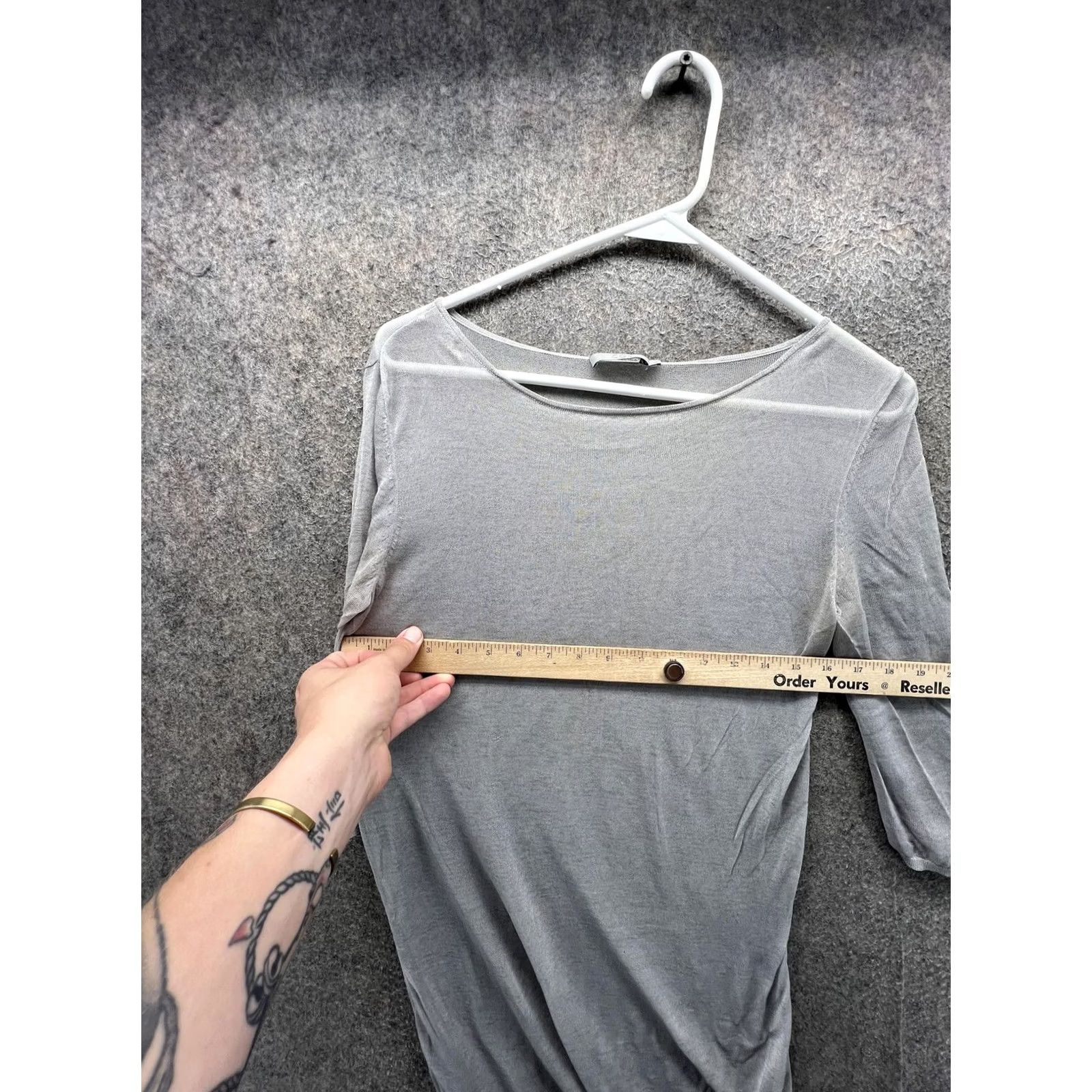 Cos COS Shirt Dress Womens Small Gray Boat Neck 3/4 Sleeve Tunic Lightweight Jersey Top Size S / US 4 / IT 40 - 4 Thumbnail