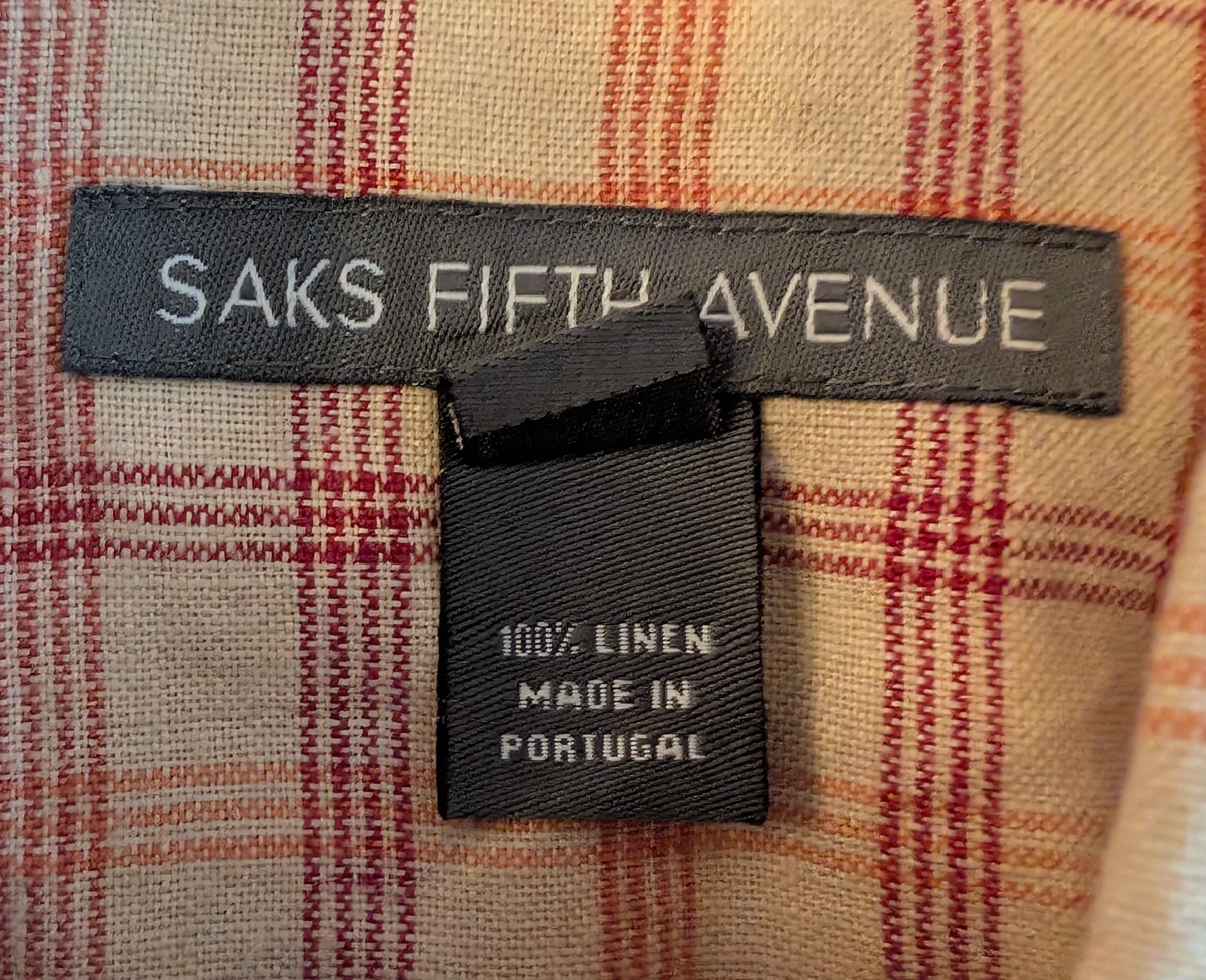 Saks Fifth Avenue Saks Fifth Avenue 100% Linen Short Sleeve Button Up Shirt Size US M / EU 48-50 / 2 - 4 Thumbnail