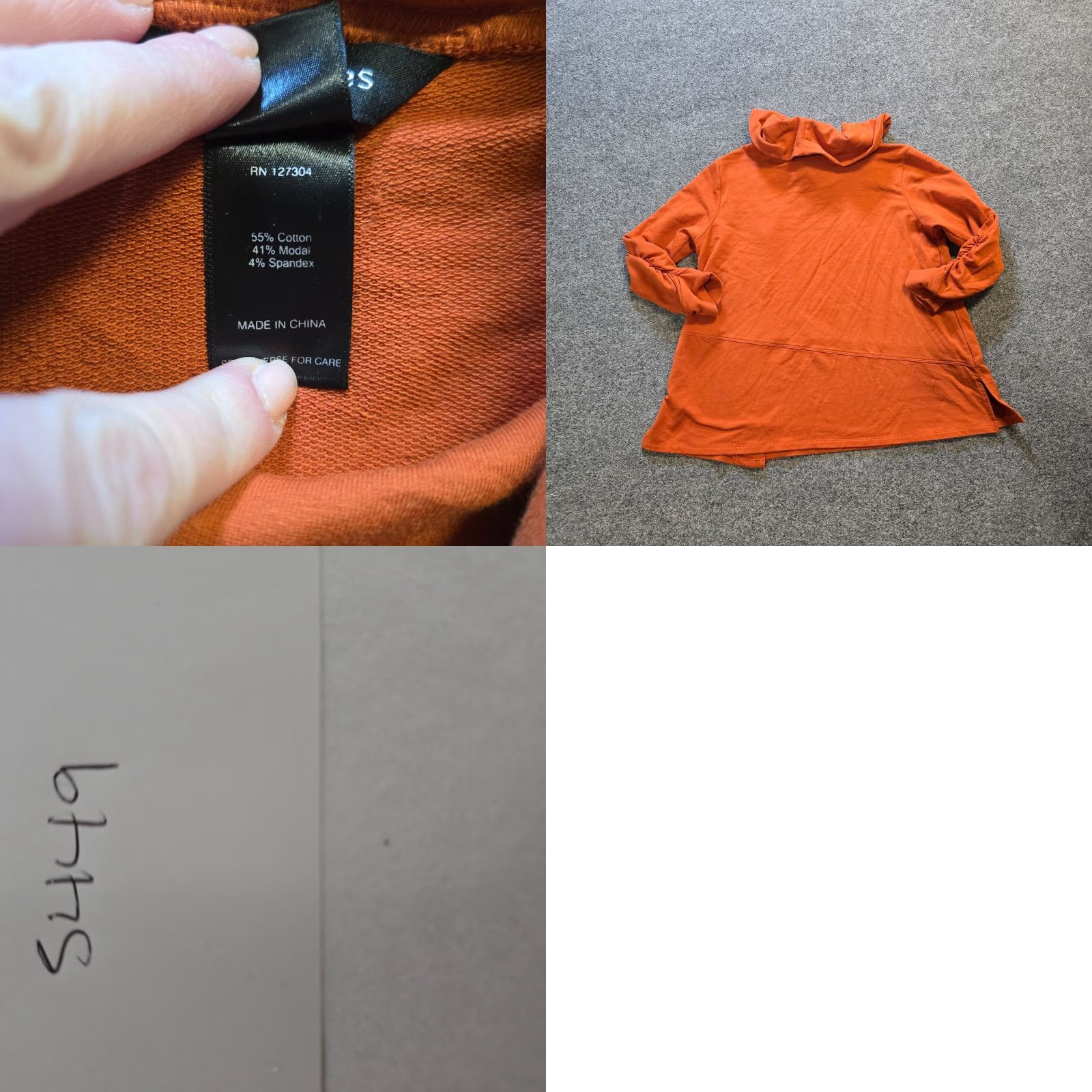 Vintage Ali Miles Top Womens Medium Orange Cowl Neck Stretch Casual Blouse Shirt Knit 3/4 Sleeve Regular Popular Size M / US 6-8 / IT 42-44 - 8 Thumbnail