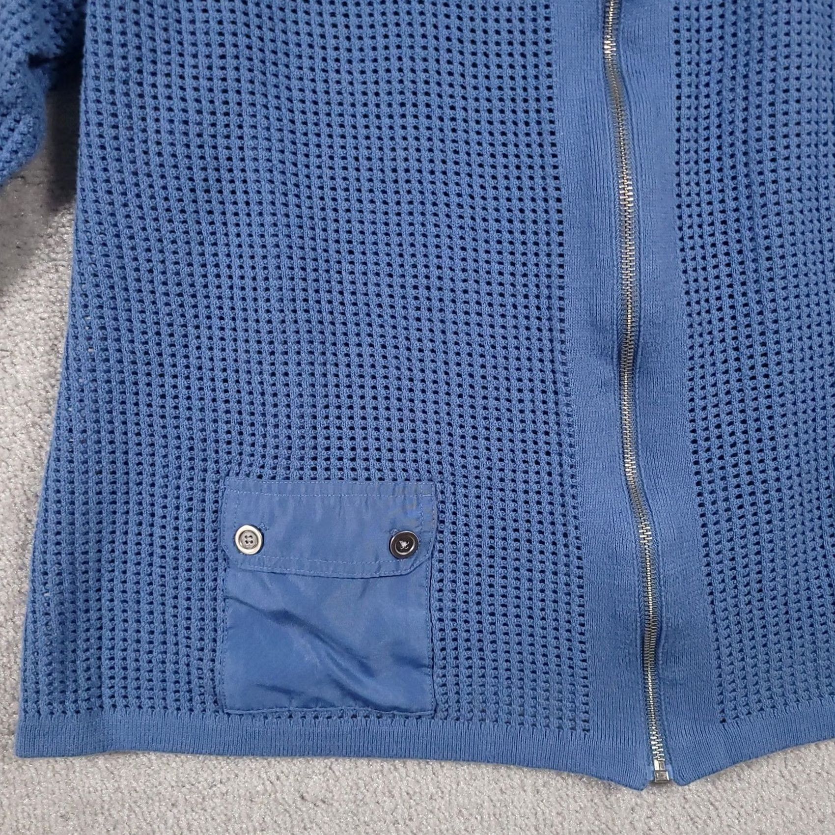Vintage Allison Daley Jacket Womens 3X Blue Textured Knit Full Zip Pockets Lightweight Layer Jacket Size XXL / US 16-18 / IT 52-54 - 4 Thumbnail