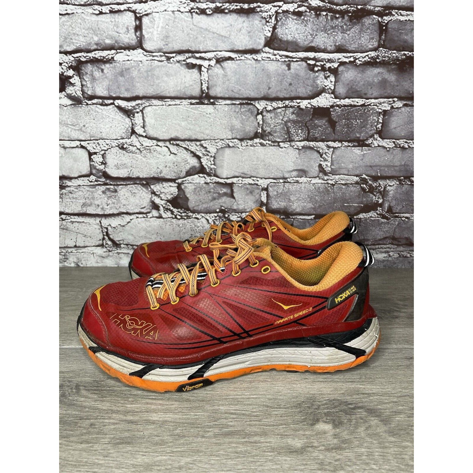Hoka Hoka One Vibram Mafate Speed 2 Red Synthetic Running Shoes M Size US 9.5 / EU 42-43 - 1 Thumbnail