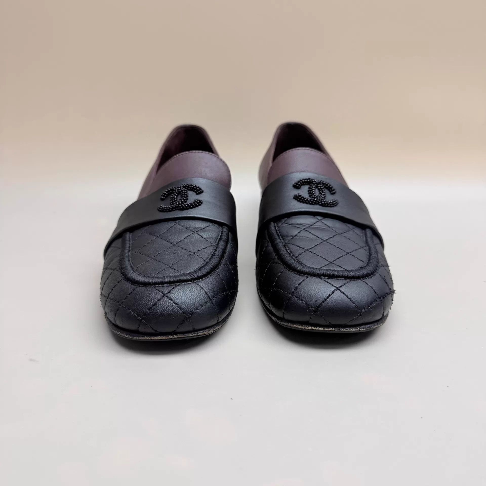 Chanel CHANEL CC Quilted Black Purple Loafer 37 99New Size US 6.5 / IT 36.5 - 2 Thumbnail