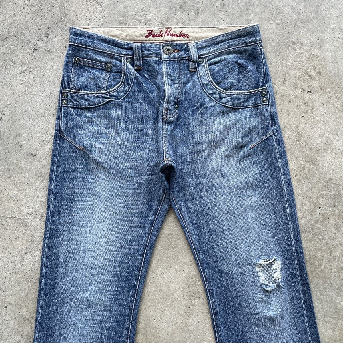 Japanese Brand W32💥 Vintage Back Number Japan Distressed Faded Jeans Pants Size US 32 / EU 48 - 4 Thumbnail