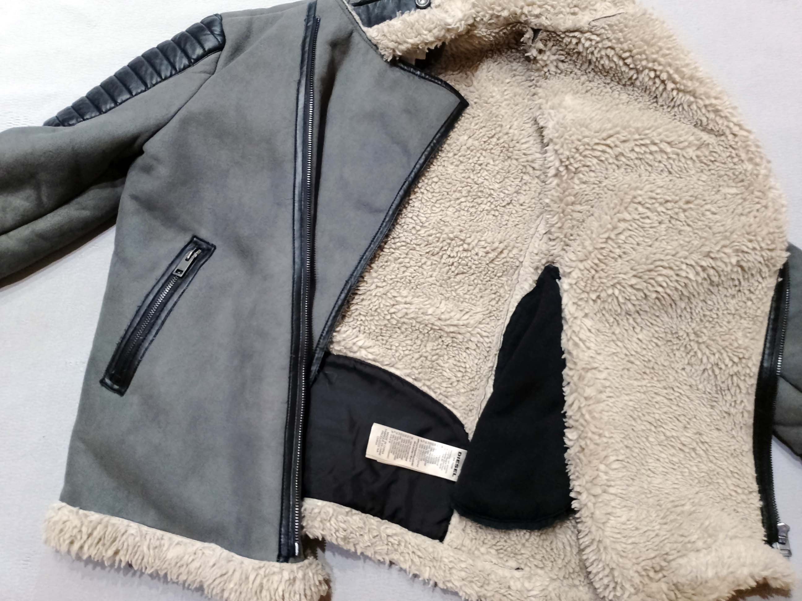 Diesel Diesel Faux Fur Jacket - Gray - Bold Indian Logo Size L / US 10 / IT 46 - 10 Thumbnail