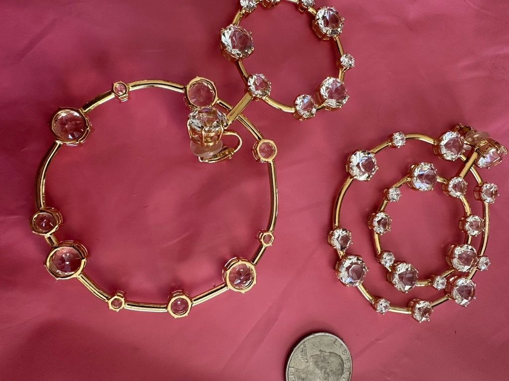 Swarovski Swarovski Signed Large Dangle Circles ClipOn Crystal Earring Size ONE SIZE - 5 Thumbnail