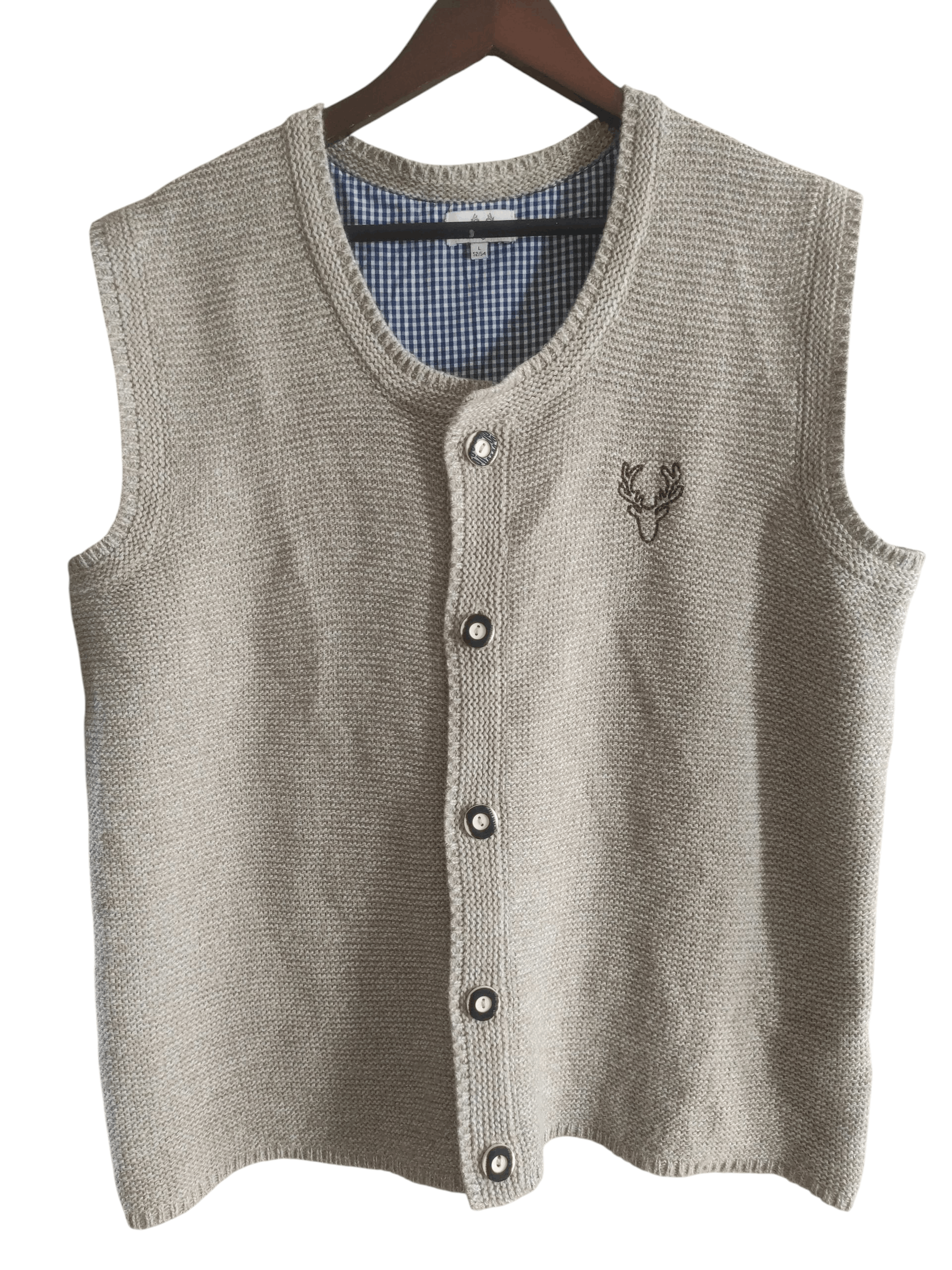 Vintage Waldschütz Gray Wool Trachten Gillet Mens Knit Vest Size US L / EU 52-54 / 3 - 1 Thumbnail