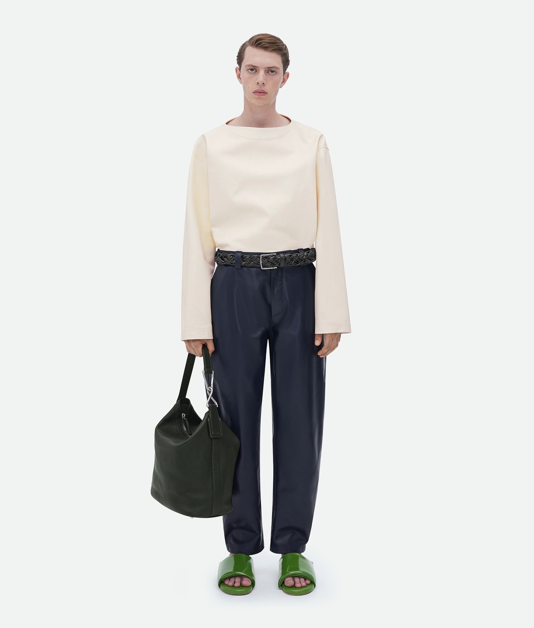 Bottega Veneta o1w1db10525 Soft Leather T-Shirt in Ivory Size US S / EU 44-46 / 1 - 4 Thumbnail