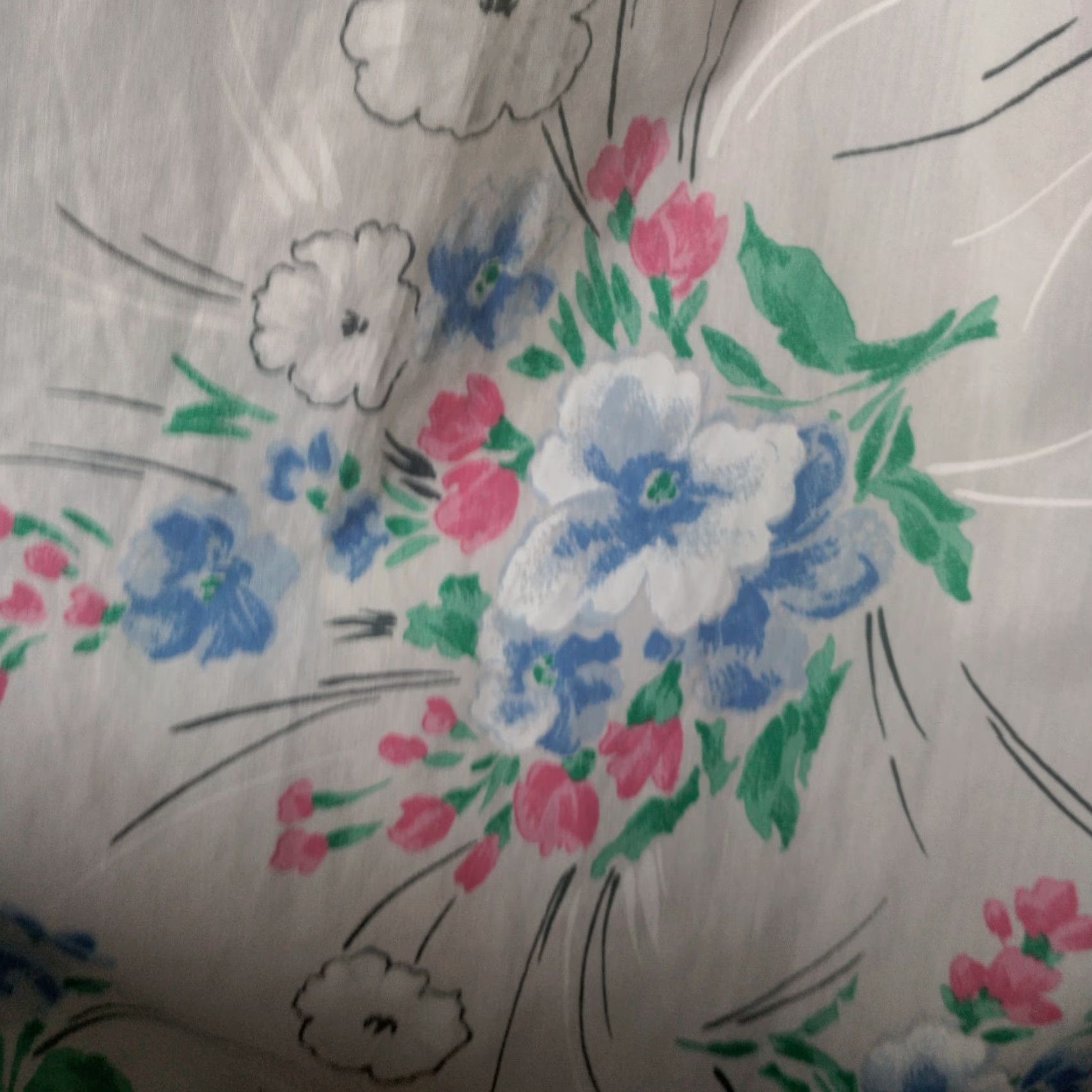 Vintage VINTAGE Appel Robe White Pastel Floral Satin Trim Belted Grannycore Cottage Open Neck Long Sleeve Cotton Blend Retro Size ONE SIZE - 7 Thumbnail