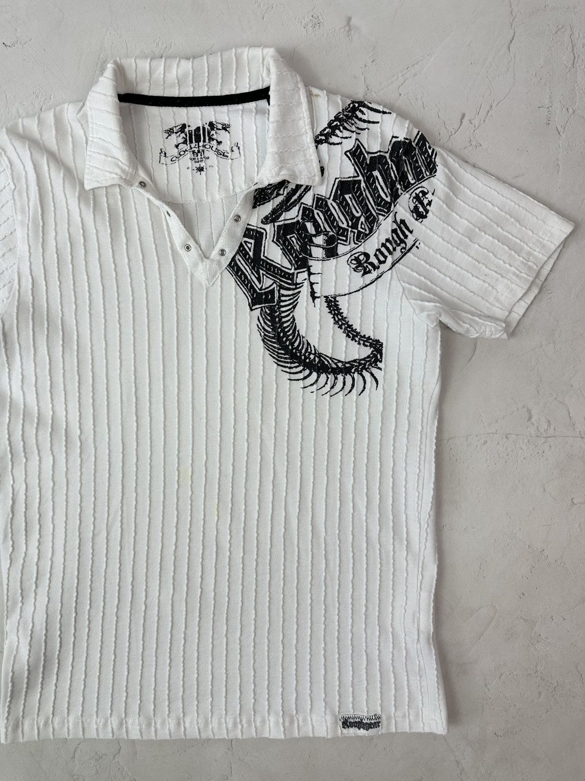 Vintage Vintage Ribbed Printed White Short Sleeve Polo Size US S / EU 44-46 / 1 - 3 Thumbnail