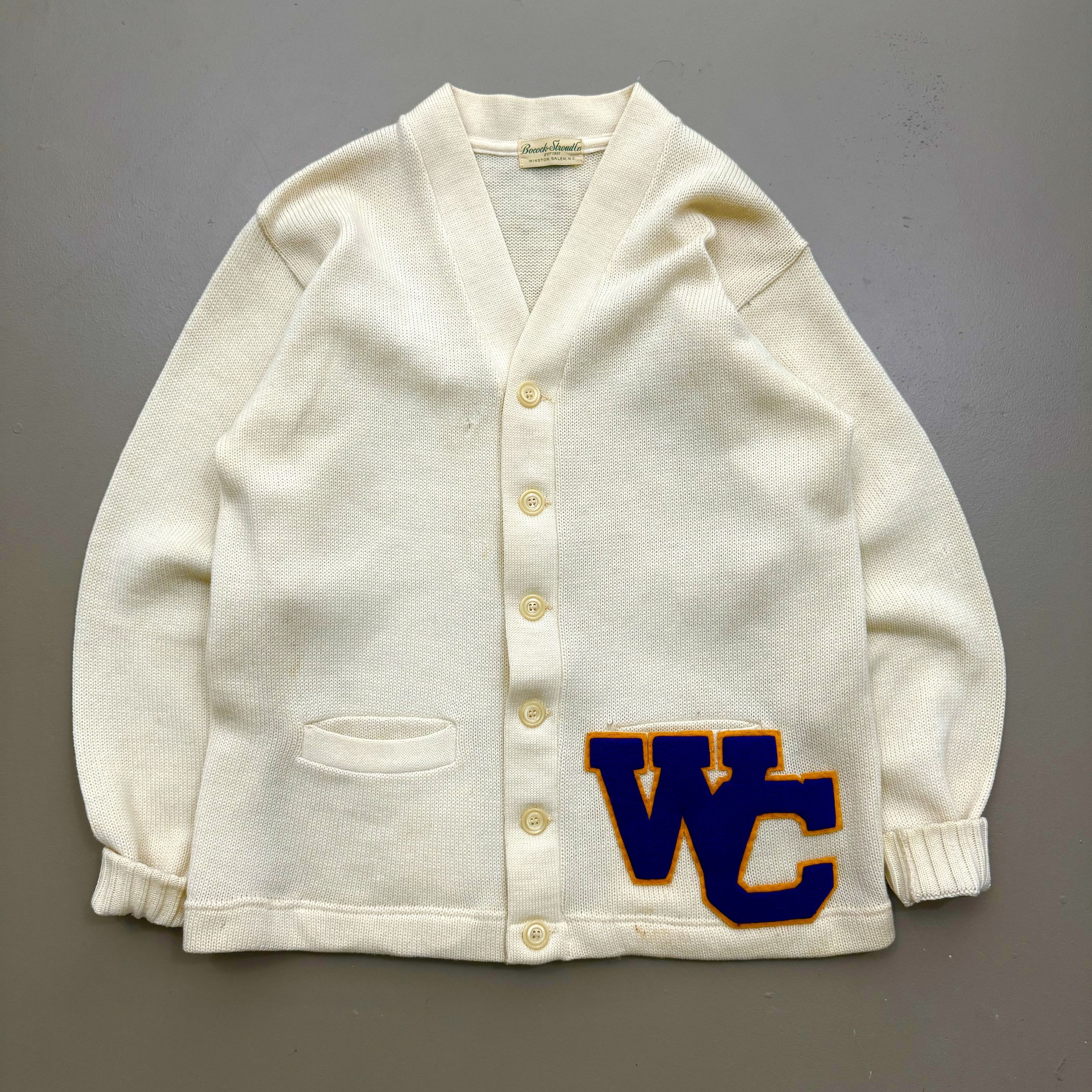 image of American College x Vintage VTG 60S Lettermen Varsity Cardigan Western Carolina Cream (Size Large)