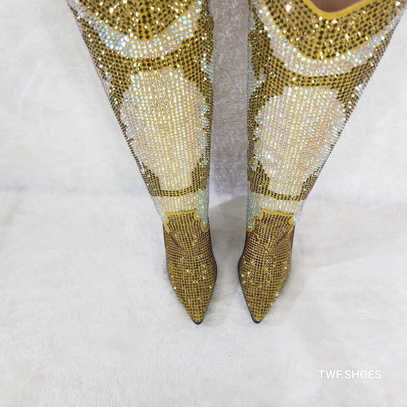 Other Gold Dust Cowgirl Country Western Glamour Rhinestones Boots Size US 6.5 / IT 36.5 - 9 Thumbnail