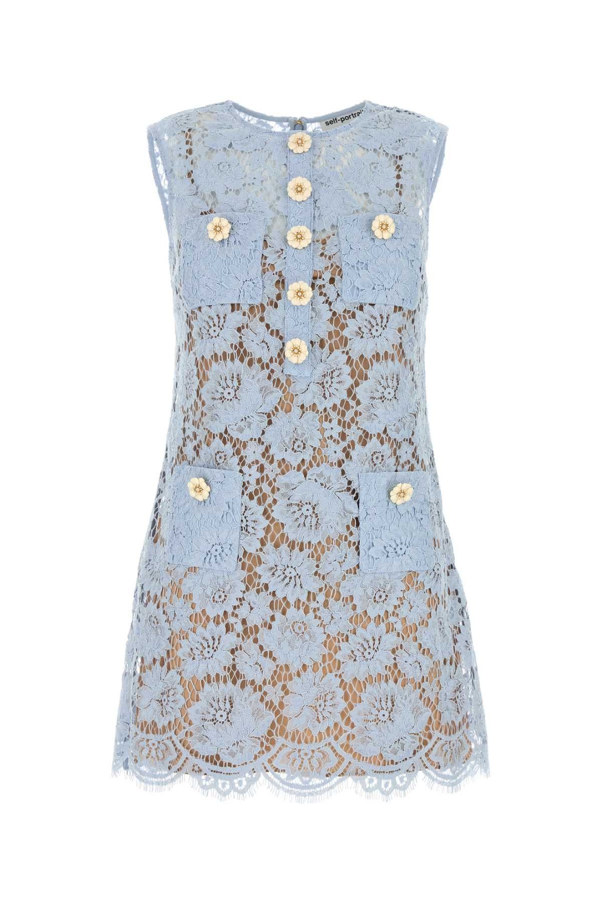 Self-Portrait Air Force Blue Stretch Tulle Long Dress | Grailed