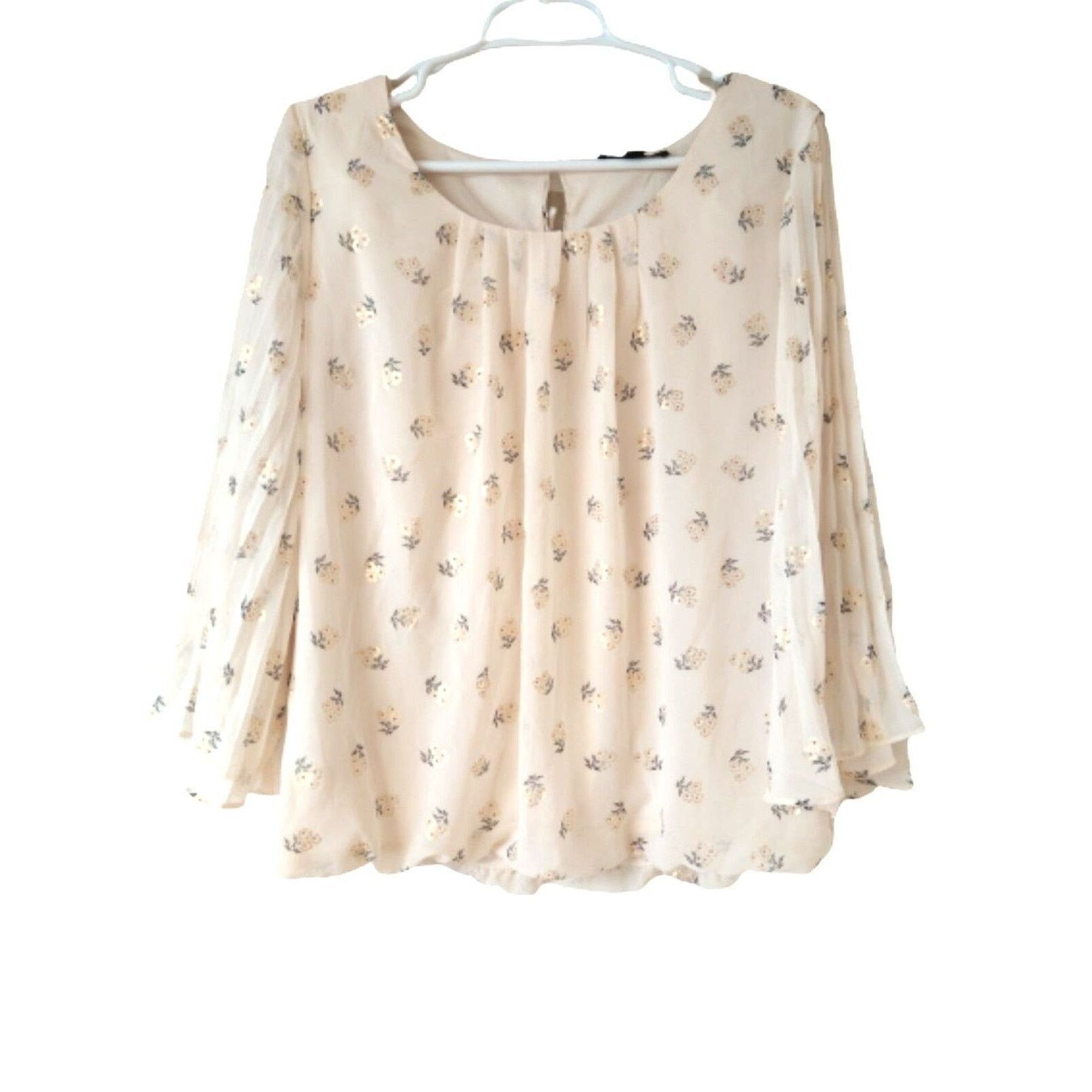 The Unbranded Brand Sara Michelle floral beige blouse butterfly sleeves PXL Size XL / US 12-14 / IT 48-50 - 1 Thumbnail
