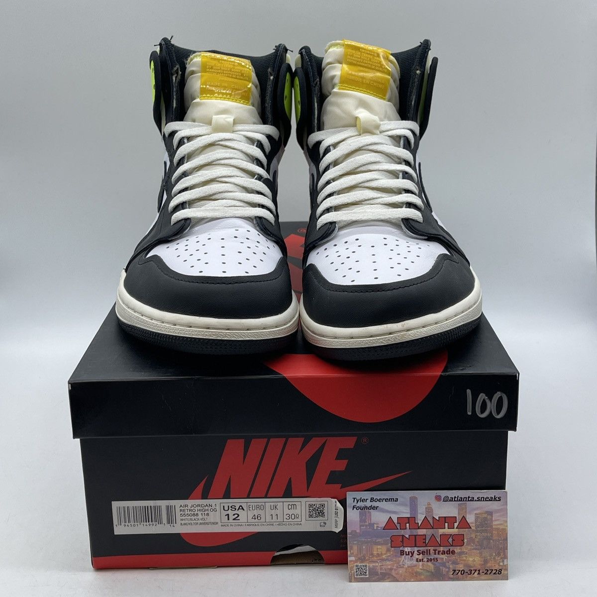 Nike Air Jordan 1 high volt gold Size US 12 / EU 45 - 2 Thumbnail