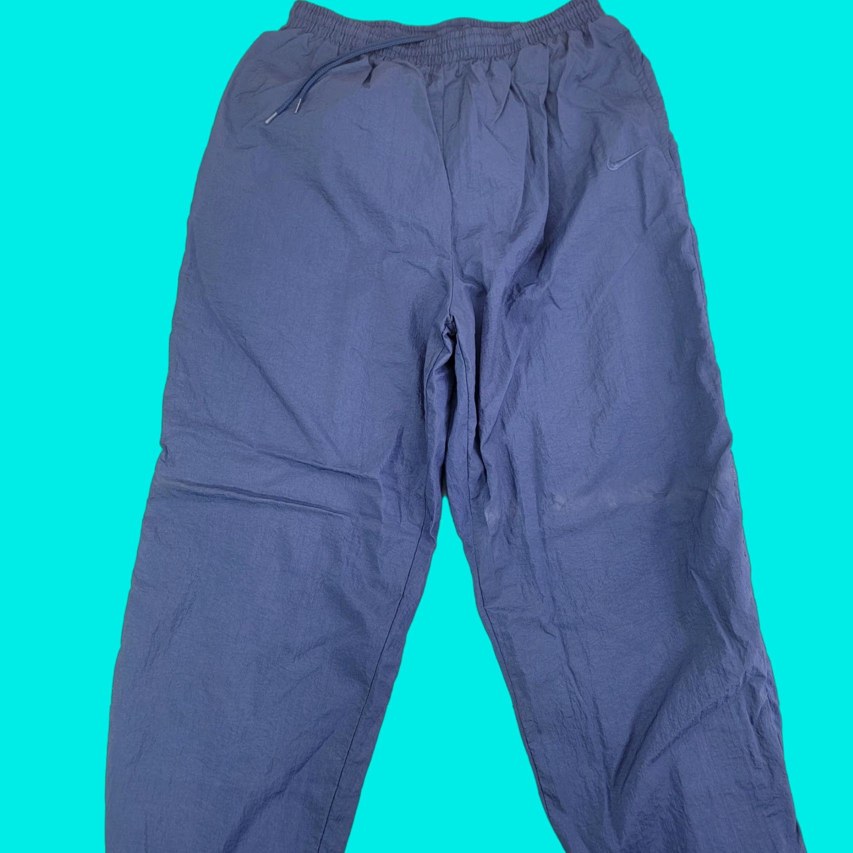 Nike Nike Pants Mens Large Blue Nylon Track Warm Up Jogger Lined Elastic Cuff Zip vtg Size US 33 - 1 Thumbnail