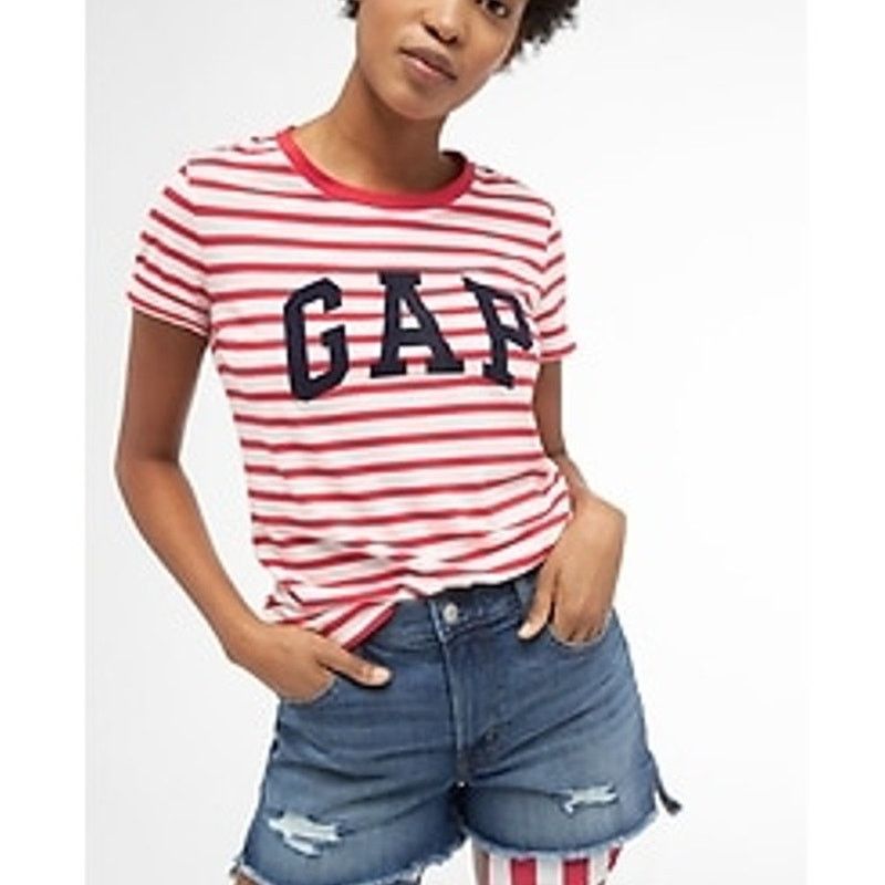 Gap Gap Women's Small White and Red Striped T-Shirt Size S / US 4 / IT 40 - 1 Thumbnail