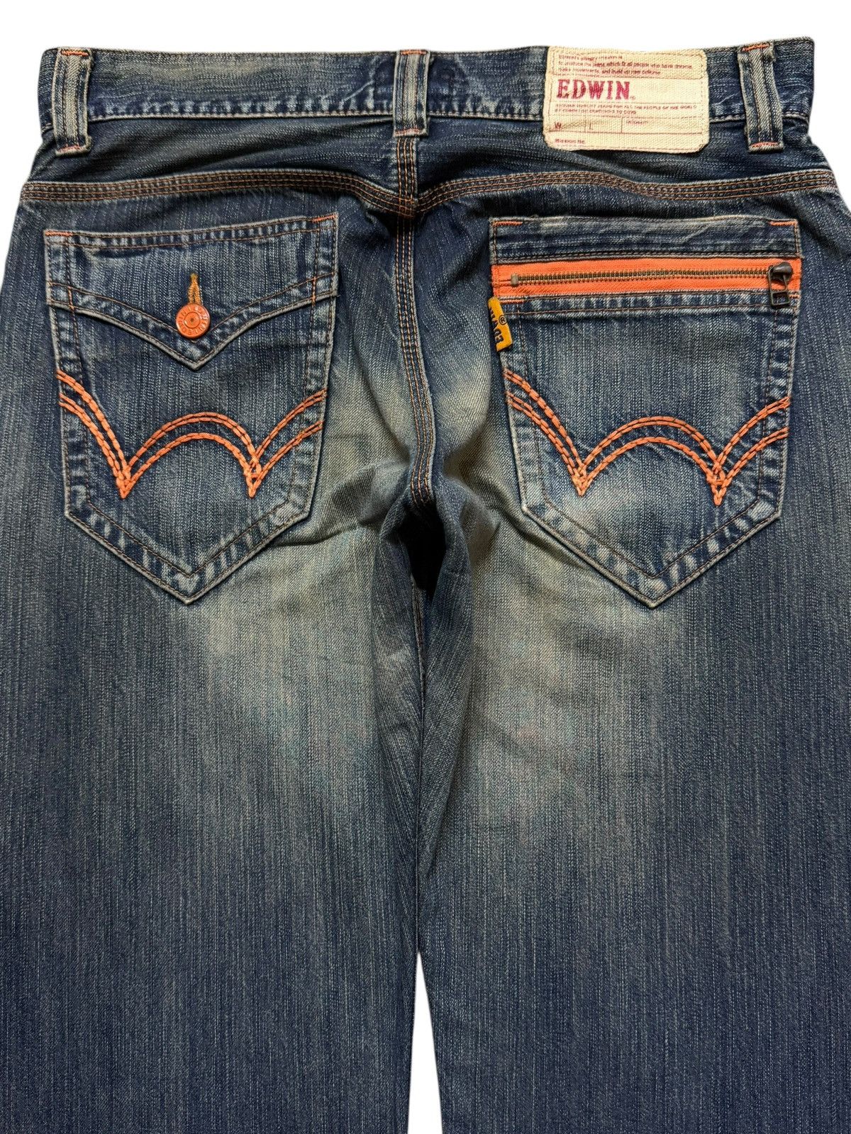 Edwin Vintage 90s Edwin XV Blue Faded Wash Whiskers Straight Loose Size US 34 / EU 50 - 4 Thumbnail